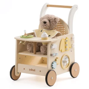 Wooden Push Walker Toy with Storage for Toddlers