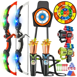 2 Pack Bow and Arrow Toy Set with Target for Kids