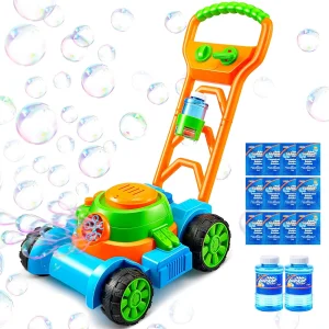 Kids Pink Bubble Lawn Mower Machine Outdoor Toy