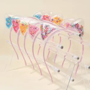 5PCS Cat Ear Headbands for Girls with Sequins