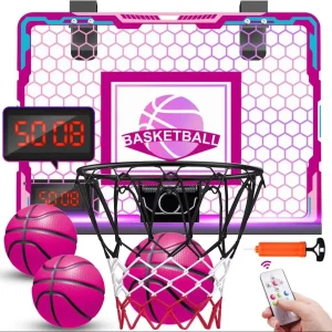 Kids Basketball Hoop with Light-Up Scoreboard