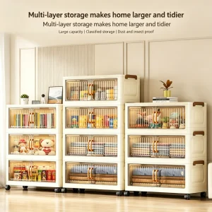 5-Tier Foldable Storage Cabinet with Wheels