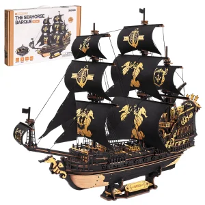 Wooden 3D Sailboat Puzzle Kit, 603 Pieces